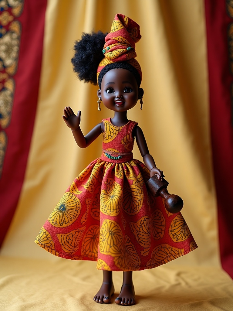 Angélique Kidjo — handmade heritage doll, AI concept image