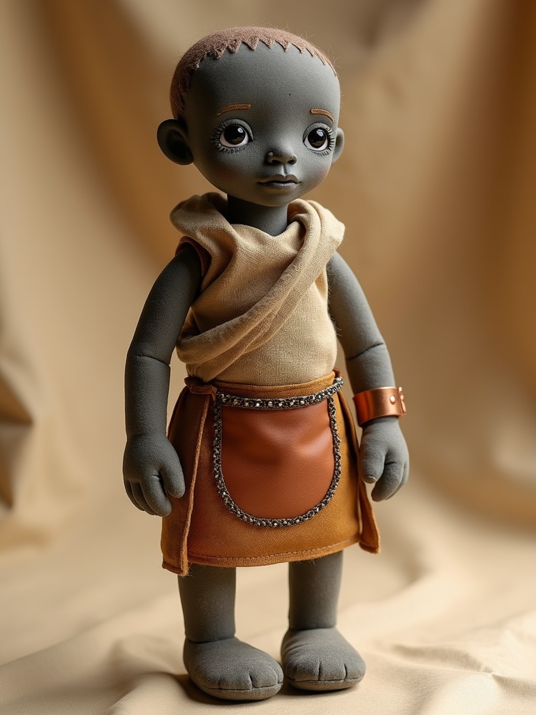 Der Baumeister von Groß-Simbabwe — handmade heritage doll, AI concept image