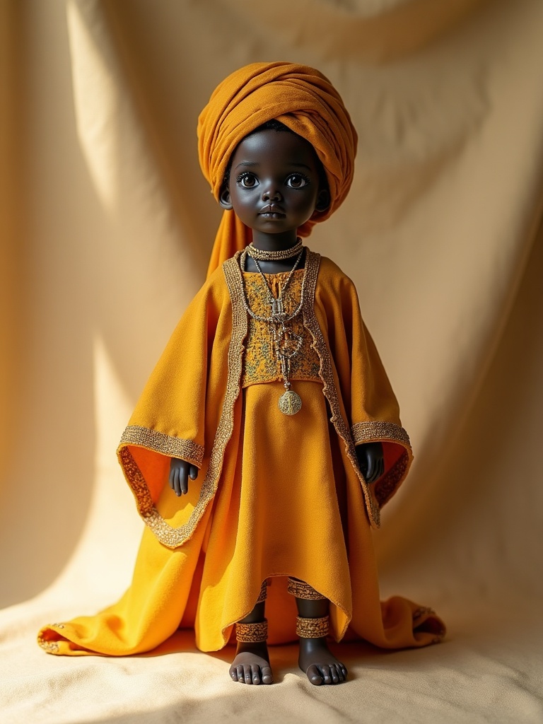 Mansa Musa — handmade heritage doll, AI concept image