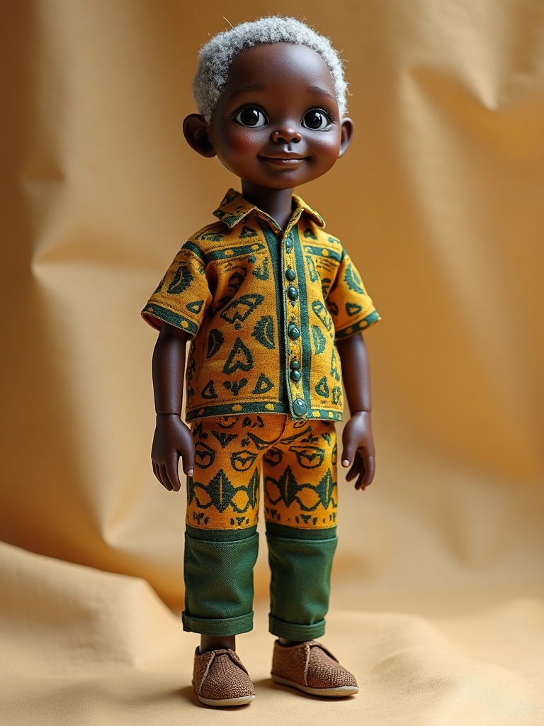 Nelson Mandela — handmade heritage doll, AI concept image
