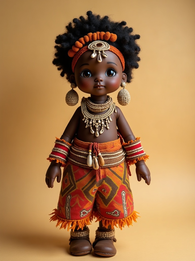 Shyaam a-Mbul — handmade heritage doll, AI concept image