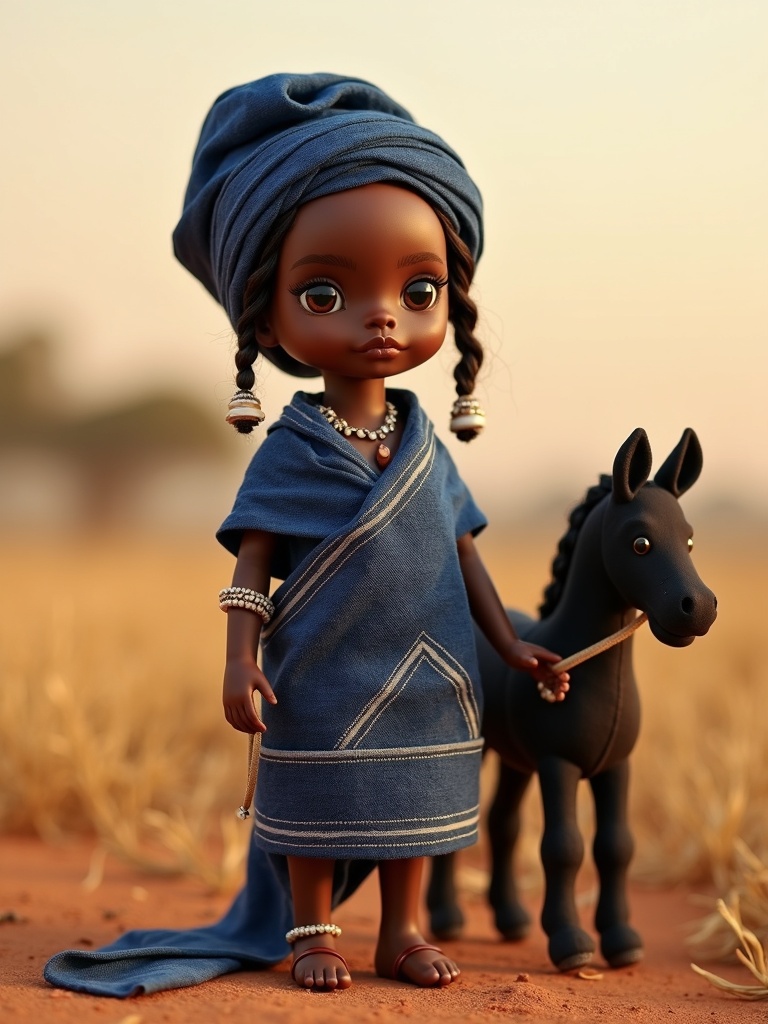 Yennenga — handmade heritage doll, AI concept image